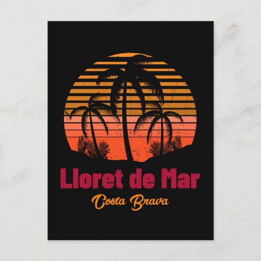 Retro Zonsondergang Lloret de Mar Spanje Vakantie Briefkaart (Voorkant)