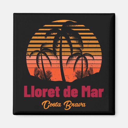 Retro Zonsondergang Lloret de Mar Spanje Vakantie Magneet (Voorkant)