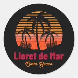 Retro Zonsondergang Lloret de Mar Spanje Vakantie Ronde Sticker