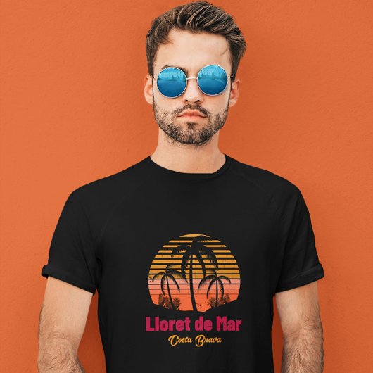Retro Zonsondergang Lloret de Mar Spanje Vakantie T-shirt