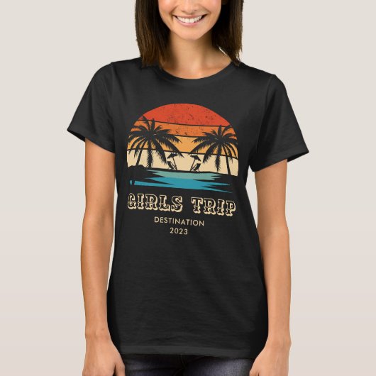 Retro zonsondergang Meisjes reis bachelorette Matc T-shirt (Voorkant)