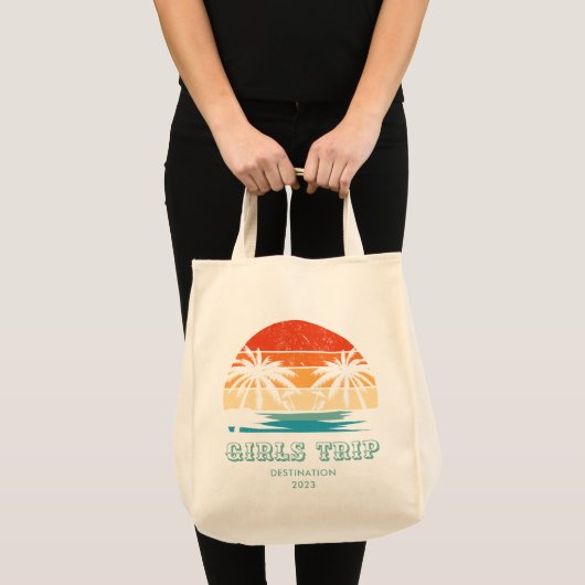 Retro zonsondergang Meisjes reis bachelorette Matc Tote Bag (Voorkant (product))