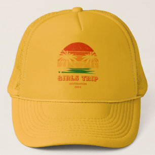 Retro zonsondergang Meisjes reis bachelorette Matc Trucker Pet
