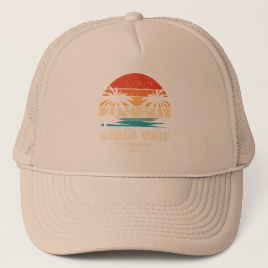 Retro zonsondergang Meisjes reis bachelorette Matc Trucker Pet (Voorkant)