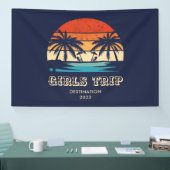 Retro zonsondergang Meisjes reis vrijgezellenfeest Spandoek (Beurs)