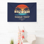 Retro zonsondergang Meisjes reis vrijgezellenfeest Spandoek (Insitu)