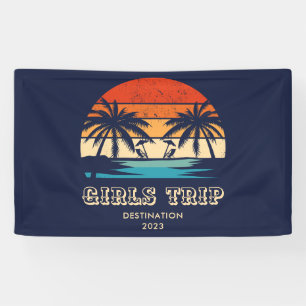 Retro zonsondergang Meisjesreis vrijgezellenfeest Spandoek