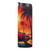 Retro Zonsondergang met Klassieke Convertible Thermosbeker (Geroteerd rechts)