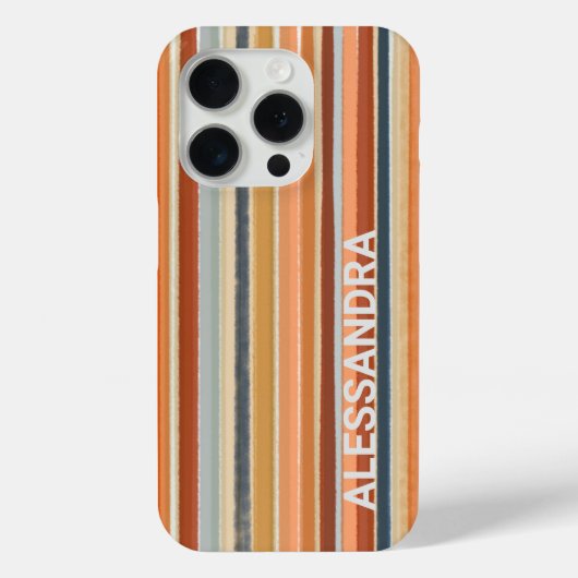 Retro zonsondergang monogram strepen lijnen boho Case-Mate iPhone case (Achterkant)