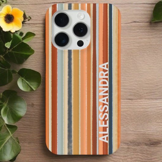 Retro zonsondergang monogram strepen lijnen boho Case-Mate iPhone case