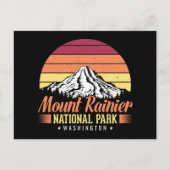 Retro Zonsondergang Mount Rainier Washington Illus Briefkaart (Voorkant)