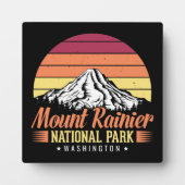 Retro Zonsondergang Mount Rainier Washington Illus Fotoplaat (Voorkant)