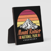 Retro Zonsondergang Mount Rainier Washington Illus Fotoplaat (Voorkant)