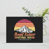 Retro Zonsondergang Mount Rainier Washington Illus Kaart (Staand voorkant)