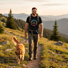 Retro zonsondergang Mountain master T-shirt