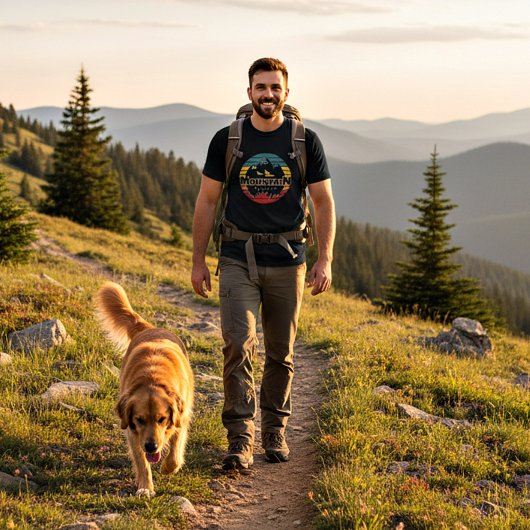 Retro zonsondergang Mountain master T-shirt