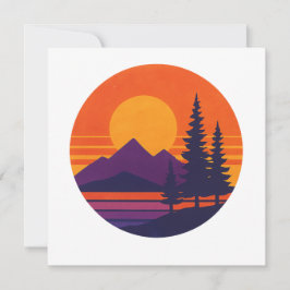 Retro Zonsondergang Natuur Vibes | Vintage 80s Est Kaart