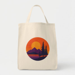 Retro Zonsondergang Natuur Vibes | Vintage 80s Est Tote Bag