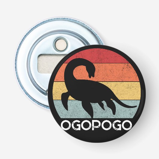 Retro zonsondergang Ogopogo de Okanagan Lake Monst Button Flesopener (Voorkant)