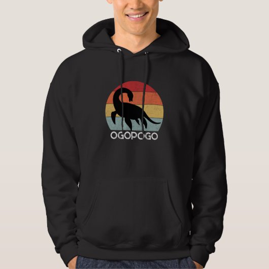 Retro zonsondergang Ogopogo de Okanagan Lake Monst Hoodie (Voorkant)