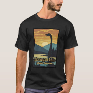 Retro zonsondergang Ogopogo de Okanagan Lake Monst T-shirt