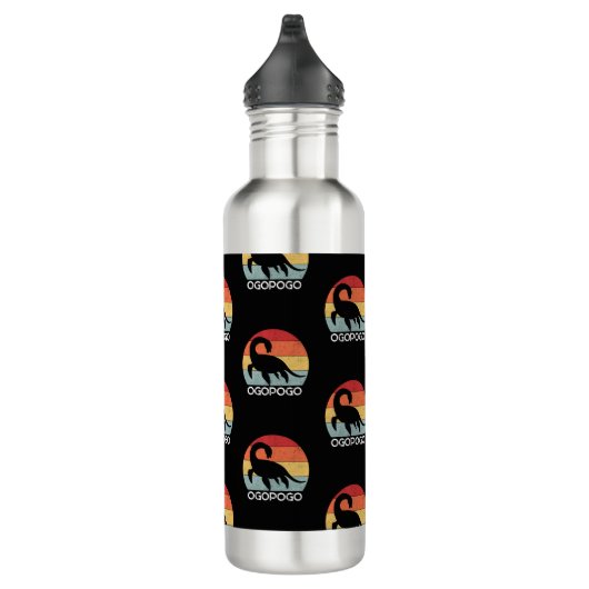 Retro zonsondergang Ogopogo de Okanagan Lake Monst Waterfles (Rechts)