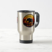 Retro Zonsondergang Olifant Silhouet Reisbeker (Voorkant rechts)