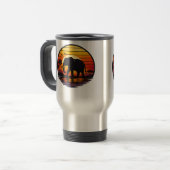 Retro Zonsondergang Olifant Silhouet Reisbeker (Voorkant links)