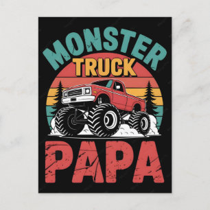 Retro zonsondergang ontwerp voor papa met monstert feestdagenkaart