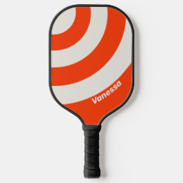 Retro Zonsondergang Oranje Drie Cirkel Streep met Pickleball Paddle