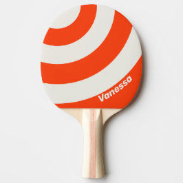 Retro Zonsondergang Oranje Drie Cirkel Streep met Tafeltennisbatje