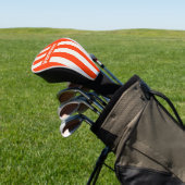 Retro Zonsondergang Oranje Drie Pin Strepen met Na Golfheadcover (Insitu)