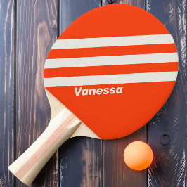 Retro Zonsondergang Oranje Drie Strepen met Naam Tafeltennisbatje