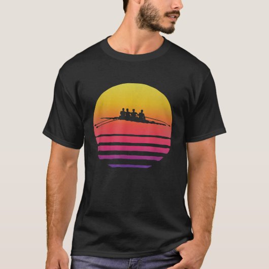 Retro  Zonsondergang Oude School Roeier Grappig T-shirt (Voorkant)