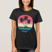 Retro Zonsondergang Palmbomen Zuma Beach T-shirt (Voorkant)