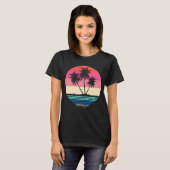 Retro Zonsondergang Palmbomen Zuma Beach T-shirt (Voorkant volledig)