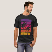 Retro Zonsondergang Palmboom 1 T-shirt (Voorkant volledig)
