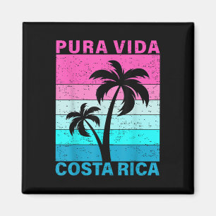 Retro Zonsondergang Palmboom Costa Rica Vakantie P Magneet