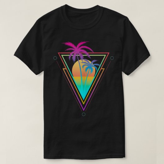 Retro Zonsondergang Palmboom Esthetisch Design T-shirt (Design voorkant)