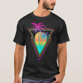 Retro Zonsondergang Palmboom Esthetisch Design T-shirt (Voorkant)