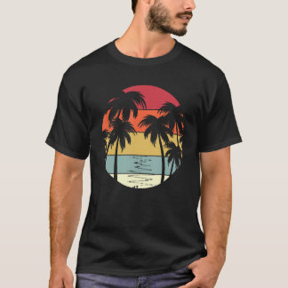  Retro Zonsondergang Palmboom Hawaii Summer Hawai T-shirt