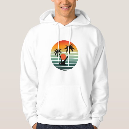 Retro Zonsondergang Palmboom Hoodie (Voorkant)