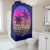 Retro zonsondergang Persoonlijk Douchegordijn (In situ)