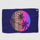 Retro zonsondergang Persoonlijk Golfhanddoek (Horizontaal)