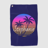Retro zonsondergang Persoonlijk Golfhanddoek (Voorkant)