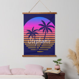 Retro zonsondergang Persoonlijk    Hangend Wandkleed