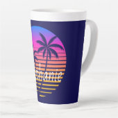 Retro zonsondergang Persoonlijk  Latte Mok (Rechterhoek)