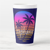 Retro zonsondergang Persoonlijk  Latte Mok (Voorkant)