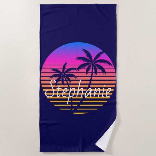 Retro zonsondergang Persoonlijk Strandlaken (Voorkant)