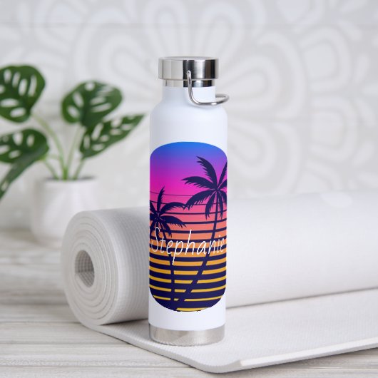 Retro zonsondergang Persoonlijk Waterfles (Yoga)